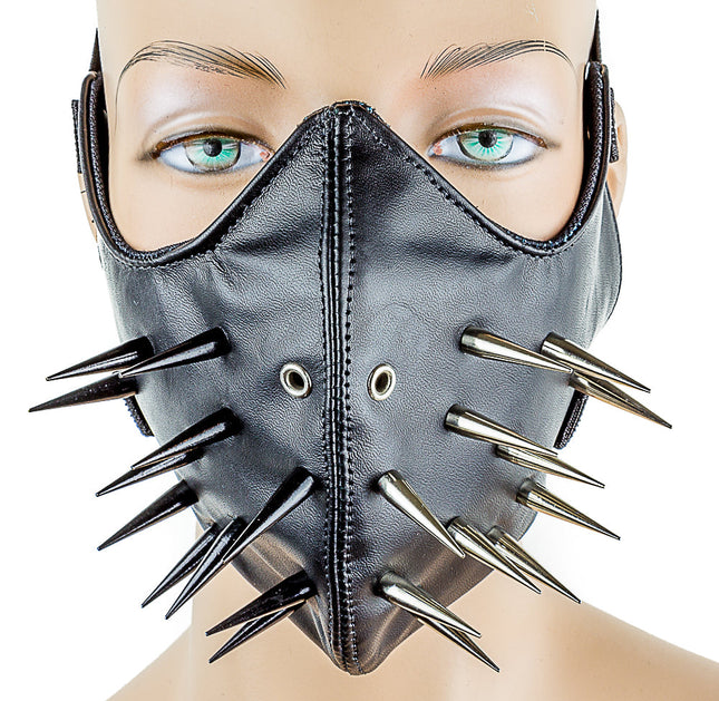 MK121 LEATHER HALF MASK WITH PIN SPIKE
