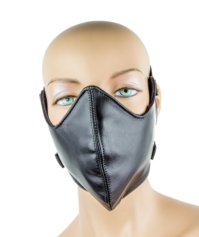 MK123 PLAIN GENUINE LEATHER BIKERS HALF MASK