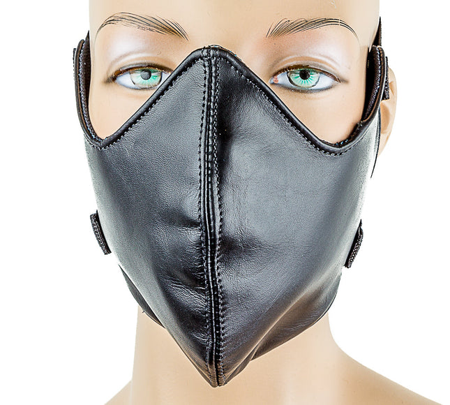 MK123 PLAIN GENUINE LEATHER BIKERS HALF MASK