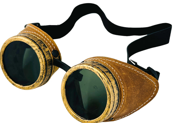 G505TOB-TOBACCO CRAZY HORSE GENUINE LEATHER GOGGLES