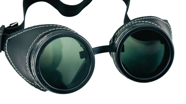 G505BLK-BLACK COWHIDE GENUINE LEATHER GOGGLES