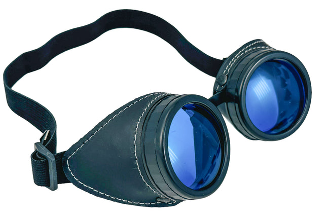 G505BLK-BLACK COWHIDE GENUINE LEATHER GOGGLES