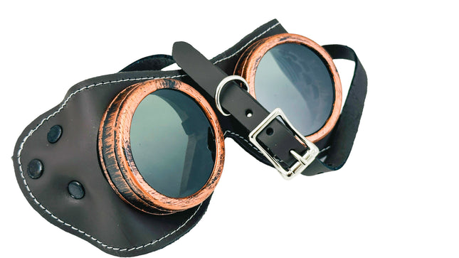 G506LATIGO BROWN COWHIDE GENUINE LEATHER WELDING STEAMPUNK GOGGLES