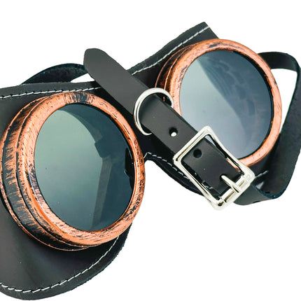 G506LAT   LATIGO BROWN  HORSE GENUINE LEATHER WELDING STEAMPUNK GOGGLES