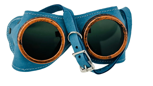 G506DENIM  GENUINE LEATHER WELDING STEAMPUNK GOGGLES