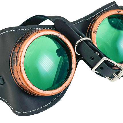 G506LAT   LATIGO BROWN  HORSE GENUINE LEATHER WELDING STEAMPUNK GOGGLES