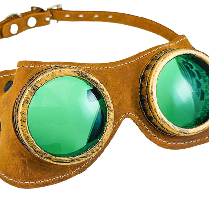 G506TOB   TOBACCO CRAZY HORSE GENUINE LEATHER WELDING STEAMPUNK GOGGLES