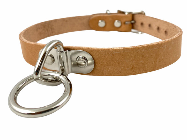 CK129BEIGE 3/4" BEIGE SADDLE GENUINE LEATHER CHOKER 3/4" LOOP