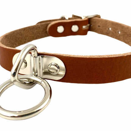 CK129TAN 3/4" BEIGE SADDLE GENUINE LEATHER CHOKER 3/4" LOOP