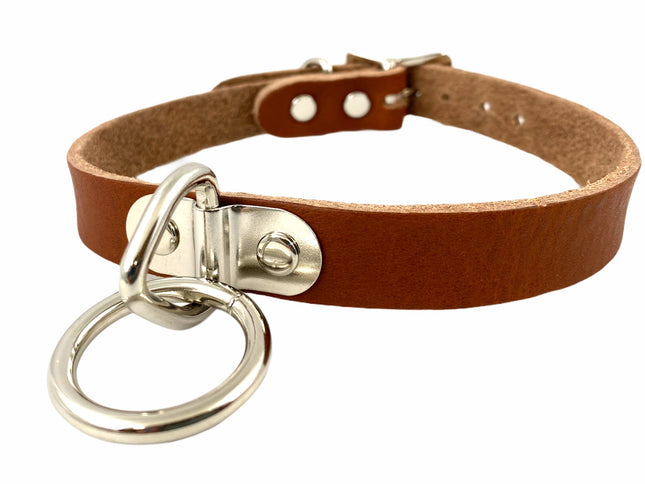 CK129TAN 3/4" BEIGE SADDLE GENUINE LEATHER CHOKER 3/4" LOOP
