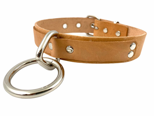 CK103BEIGE 1 1/8" BEIGE SADDLE GENUINE LEATHER CHOKER LARGE