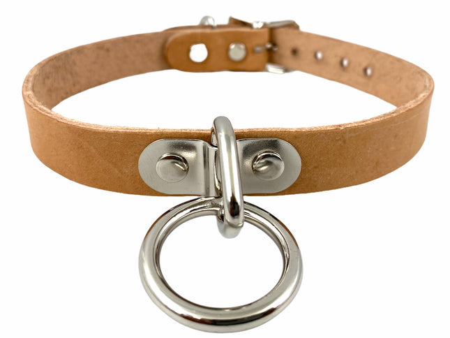 CK129BEIGE 3/4" BEIGE SADDLE GENUINE LEATHER CHOKER 3/4" LOOP
