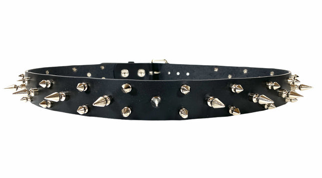 BT152 BLACK LEATHER SPIKE BELT