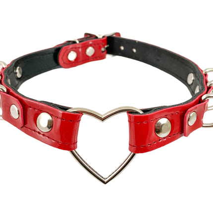 FC365 PATENT PATENT COLORS HEART D RING CHOKER