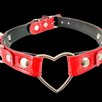 FC365 PATENT PATENT COLORS HEART D RING CHOKER