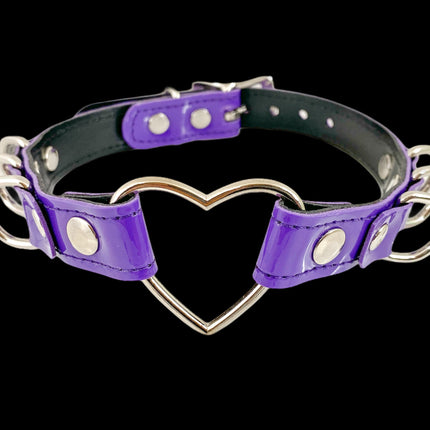FC365NEON NEON COLORS HEART D RING CHOKER 3/4" WIDE