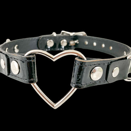 FC365 PATENT PATENT COLORS HEART D RING CHOKER