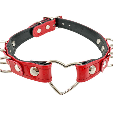 FC365 PATENT PATENT COLORS HEART D RING CHOKER