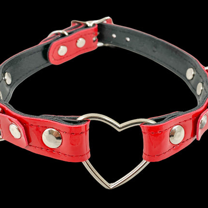 FC365 PATENT PATENT COLORS HEART D RING CHOKER