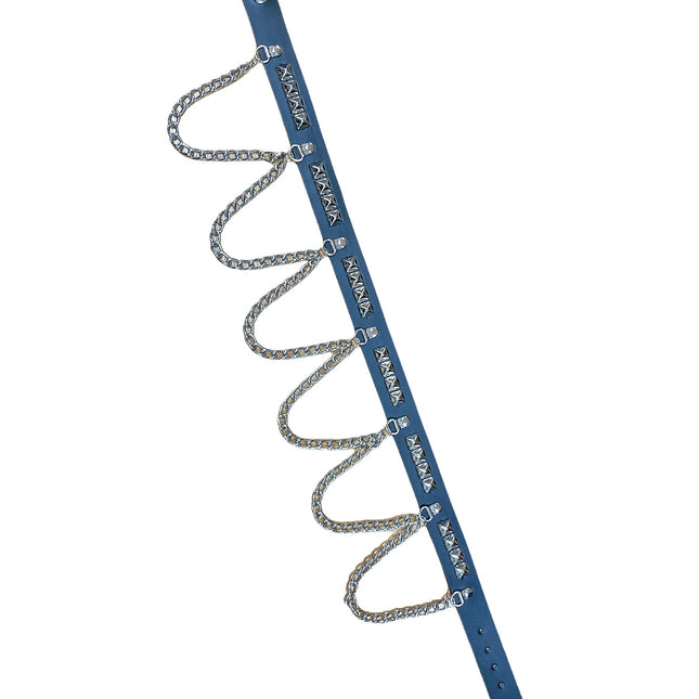BT573 PYRAMID STUDDED BELT WITH CHAIN