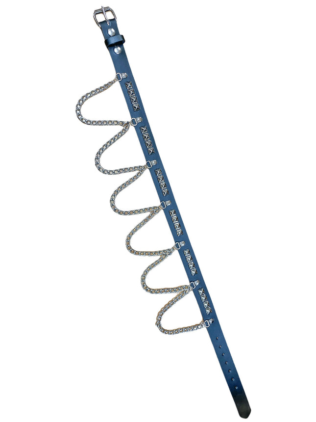BT573 PYRAMID STUDDED BELT WITH CHAIN