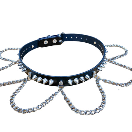 BT571 3/4" WIDE UK77 STUDDED BELT WITH CHAIN