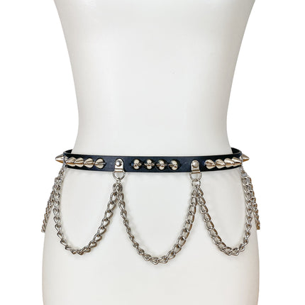 BT571 3/4" WIDE UK77 STUDDED BELT WITH CHAIN