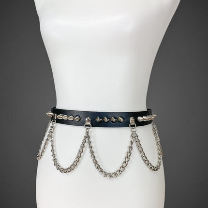 BT570 STUDDED BELT WITH CHAIN