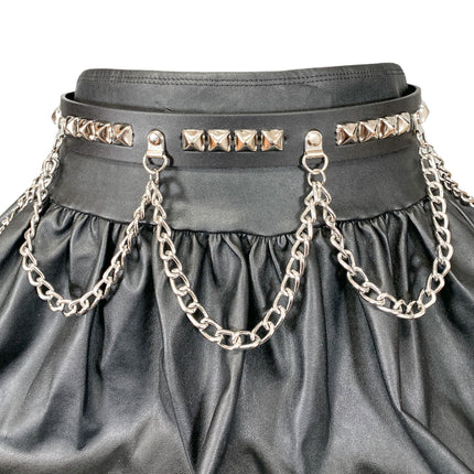 BT573 PYRAMID STUDDED BELT WITH CHAIN