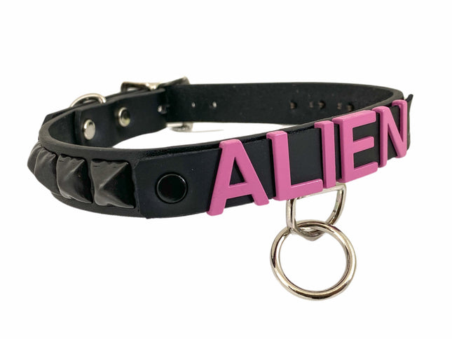 FCK262-PS BONDAGE FETISH  STAINLESS STEEL LETTER WORDS ID NAME CHOKER
