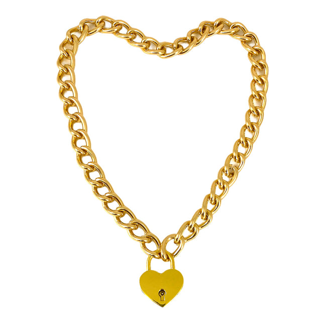 FC944GOLD-ALUMINUM REGULAR  CHAIN PADLOCK NECKLACE
