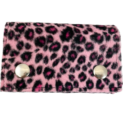 WF-LEO   HANDMADE FUZZY LEOPARD WALLET GEUINE LEATHER INSIDE