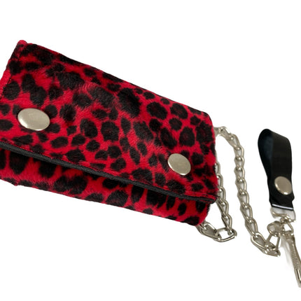 WF-LEO   HANDMADE FUZZY LEOPARD WALLET GEUINE LEATHER INSIDE