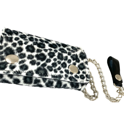 WF-LEO   HANDMADE FUZZY LEOPARD WALLET GEUINE LEATHER INSIDE