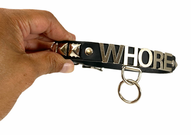 FCK262SIL BONDAGE FETISH  STAINLESS STEEL LETTER WORDS ID NAME CHOKER