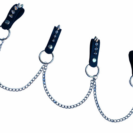 BT581-BS 2 ROW CONE STUDDED BELT WITH REMOVABLE RING AND CHAIN
