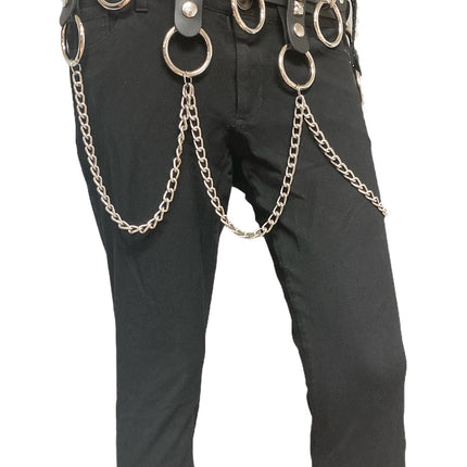 BT587 1 3/4" BONDAGE BELT WITH REMOVABLE RING AND CHAIN