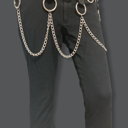 BT587 1 3/4" BONDAGE BELT WITH REMOVABLE RING AND CHAIN
