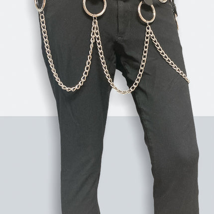 BT587 1 3/4" BONDAGE BELT WITH REMOVABLE RING AND CHAIN