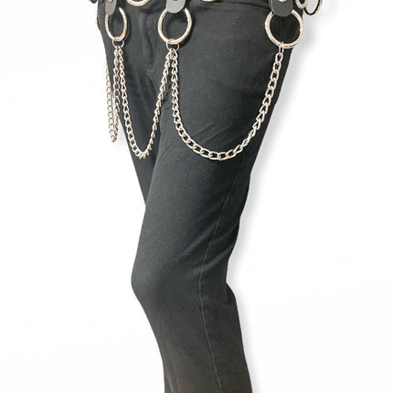 BT587 1 3/4" BONDAGE BELT WITH REMOVABLE RING AND CHAIN