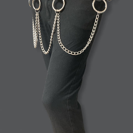 BT587 1 3/4" BONDAGE BELT WITH REMOVABLE RING AND CHAIN
