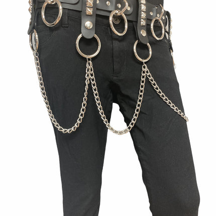 BT587 1 3/4" BONDAGE BELT WITH REMOVABLE RING AND CHAIN