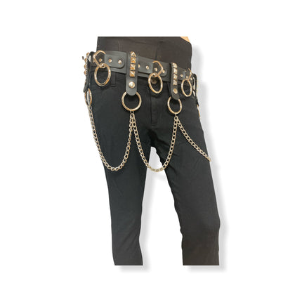 BT587 1 3/4" BONDAGE BELT WITH REMOVABLE RING AND CHAIN