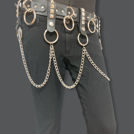 BT587 1 3/4" BONDAGE BELT WITH REMOVABLE RING AND CHAIN