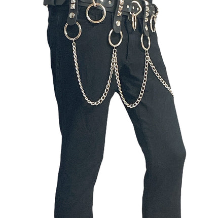 BT587 1 3/4" BONDAGE BELT WITH REMOVABLE RING AND CHAIN
