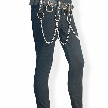 BT587 1 3/4" BONDAGE BELT WITH REMOVABLE RING AND CHAIN