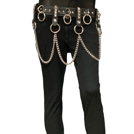 BT587 1 3/4" BONDAGE BELT WITH REMOVABLE RING AND CHAIN