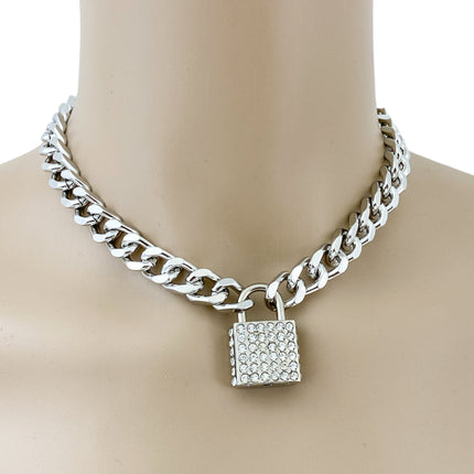FC948SQ CUBAN CHAIN PADLOCK NECKLACE