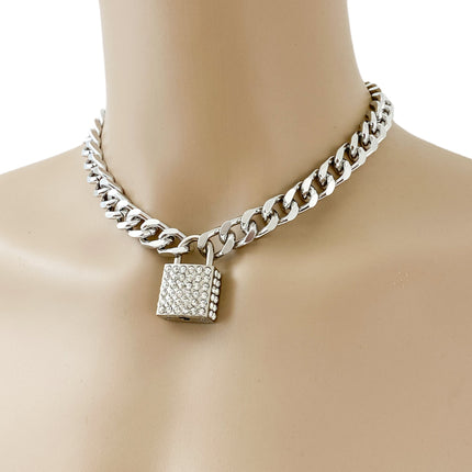 FC948SQ CUBAN CHAIN PADLOCK NECKLACE