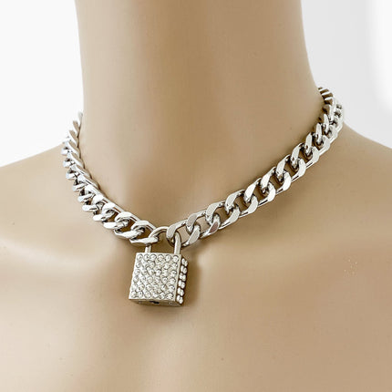 FC948SQ CUBAN CHAIN PADLOCK NECKLACE